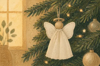 Handmade Angel Ornament on Christmas Tree