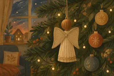 Handmade Angel Ornament on Christmas Tree