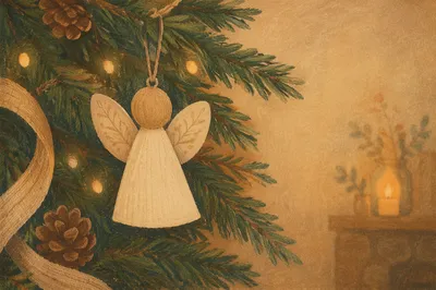 Handmade Angel Ornament on Christmas Tree
