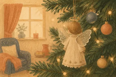 Handmade Angel Ornament on Christmas Tree