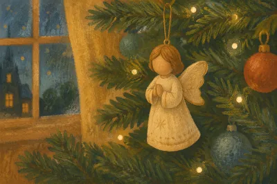 Soft Angel Ornament on Christmas Tree
