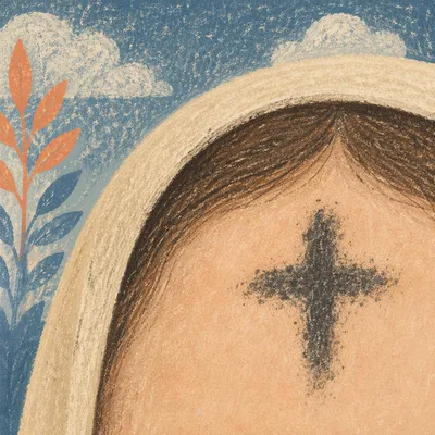 Ash Wednesday Forehead Cross in Soft Light