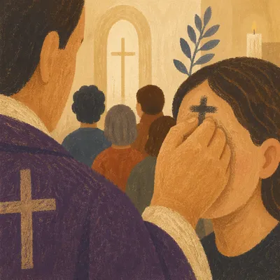 Ash Wednesday Cross Applied in Chapel