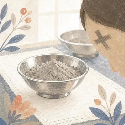 Ash Wednesday Cross and Silver Bowl