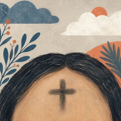 Ash Wednesday Forehead Cross Closeup