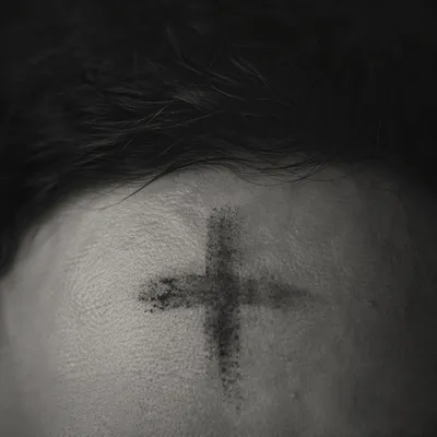 Ash Wednesday Forehead Cross Close-Up