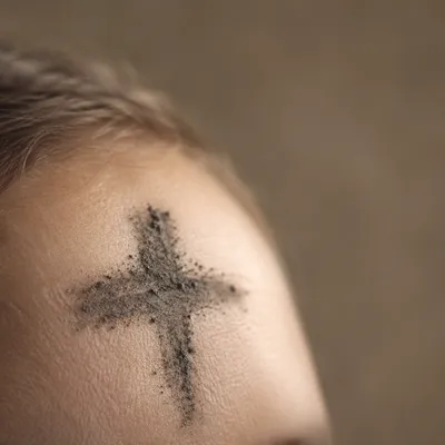 Ash Wednesday Forehead Cross Close-Up