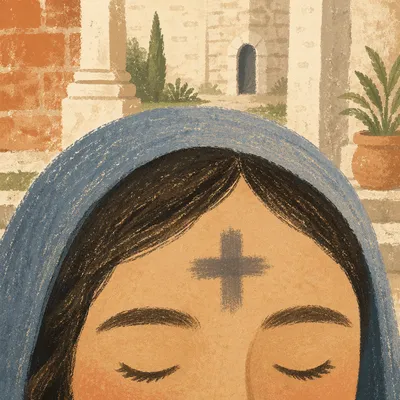 Ash Wednesday Forehead Cross Close-Up