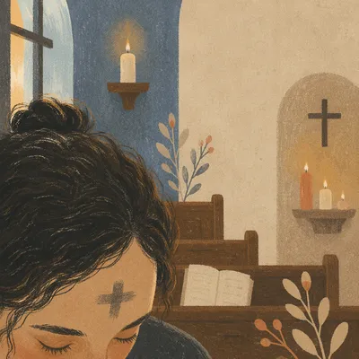 Ash Wednesday Forehead Cross in Chapel
