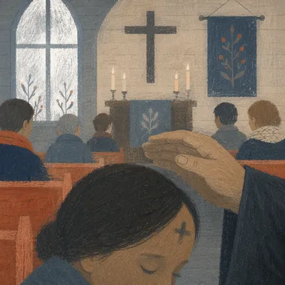 Ash Wednesday Cross in Quiet Chapel