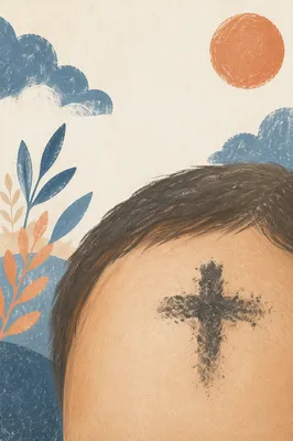 Ash Wednesday Forehead Cross in Soft Light