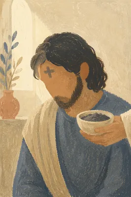 Ash Wednesday Forehead Cross in Quiet Reflection