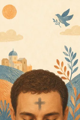Ash Wednesday Cross on Bowed Forehead