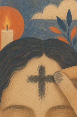 Ash Wednesday Forehead Cross Close Up