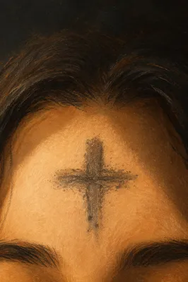 Ash Wednesday Forehead Cross Close Up