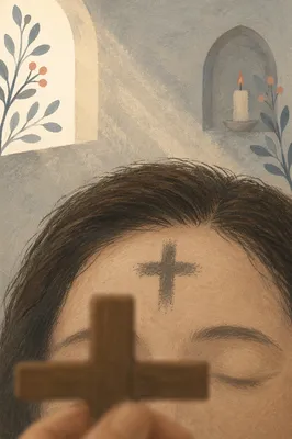 Ash Wednesday Forehead Cross Closeup