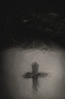 Ash Wednesday Forehead Cross Close-Up