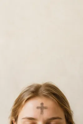 Ash Wednesday Forehead Cross Minimal Portrait