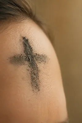 Ash Wednesday Forehead Cross Closeup