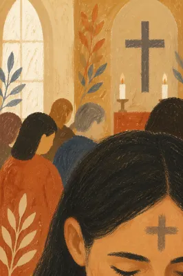 Ash Wednesday Forehead Cross in Chapel