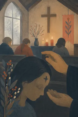Ash Wednesday Forehead Cross in Chapel