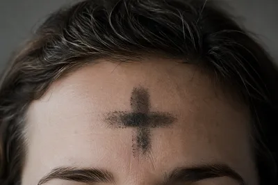Ash Wednesday Forehead Cross in Monochrome