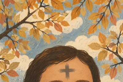 Ash Wednesday Cross Beneath Autumn Branches