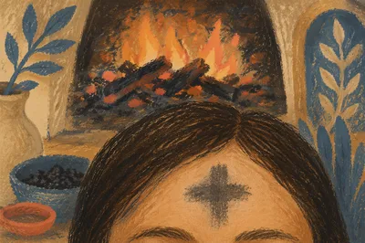 Ash Wednesday Cross with Glowing Embers