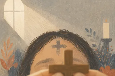 Ash Wednesday Forehead Cross Close-Up