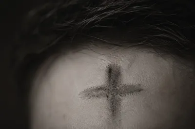 Ash Wednesday Forehead Cross Close-Up