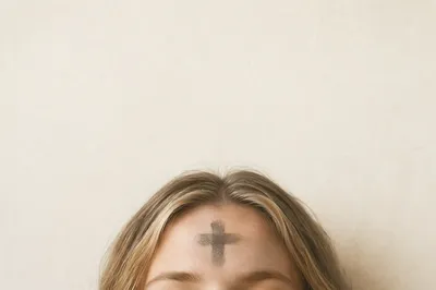 Ash Wednesday Forehead Cross With Negative Space