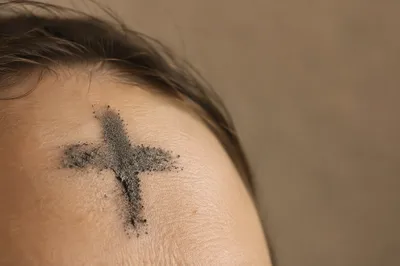 Ash Wednesday Forehead Cross Close-Up