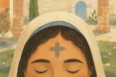 Ash Wednesday Forehead Cross Close-Up