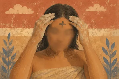 Ash Wednesday Forehead Cross in Quiet Reflection