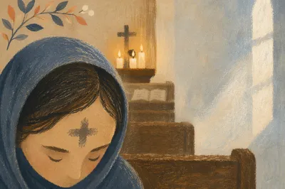 Ash Wednesday Forehead Cross in Chapel