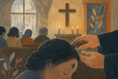 Ash Wednesday Forehead Cross in Chapel