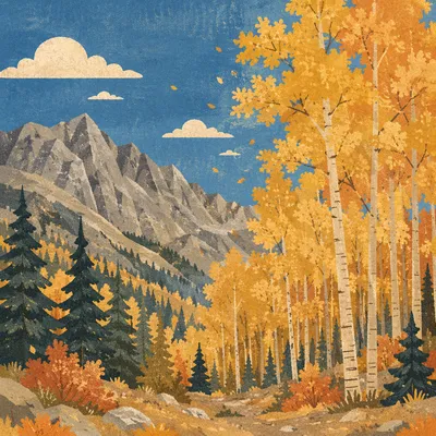 Golden Autumn Leaves in Mountain Light
