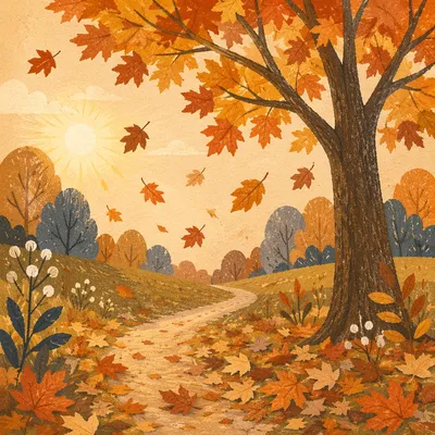Golden Autumn Leaves in Quiet Meadow