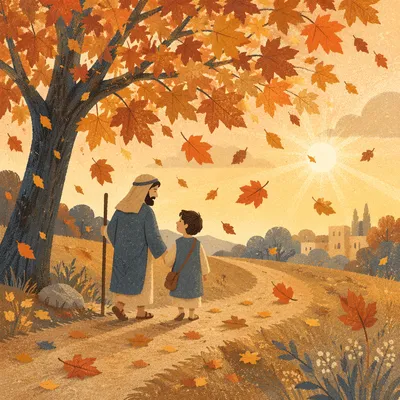 Golden Autumn Leaves Along Country Path
