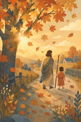 Autumn Leaves Falling in Golden Countryside Light
