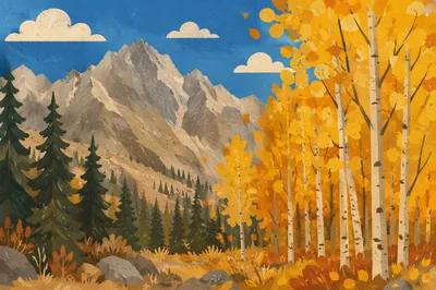 Golden Autumn Leaves in Mountain Light