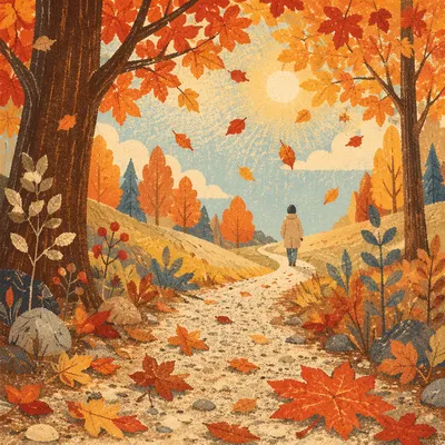 Golden Autumn Leaves in Peaceful Park