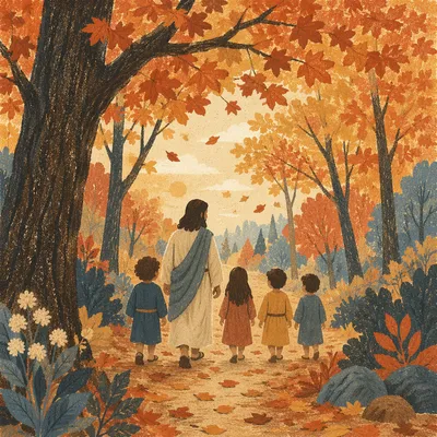 Peaceful Autumn Park Path in Golden Light