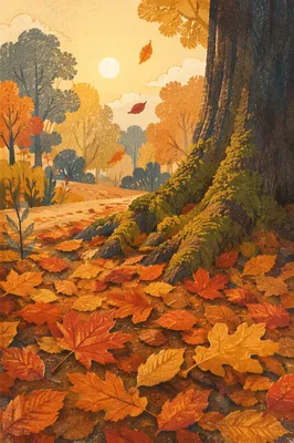 Golden Autumn Leaves in Quiet Park