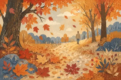 Golden Autumn Leaves in Peaceful Park