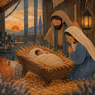 Humble Baby Jesus in Straw Manger