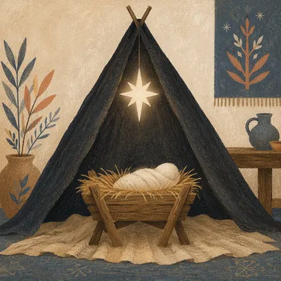 Quiet Nativity Manger with Glowing Star