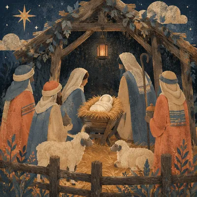 Baby Jesus in Straw-Filled Manger