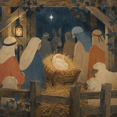 Baby Jesus in Rustic Straw Manger