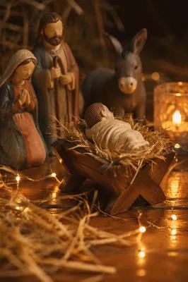 Baby Jesus Manger with Golden Straw